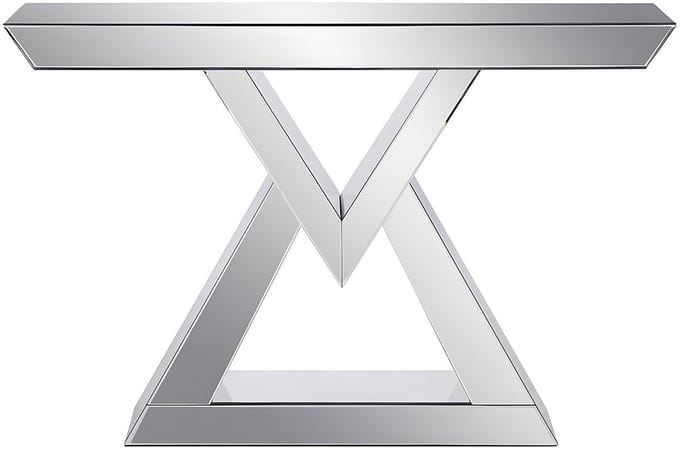 Vente-unique Sidetable van MDF met spiegel - Kleur: Zilver - ISIDA