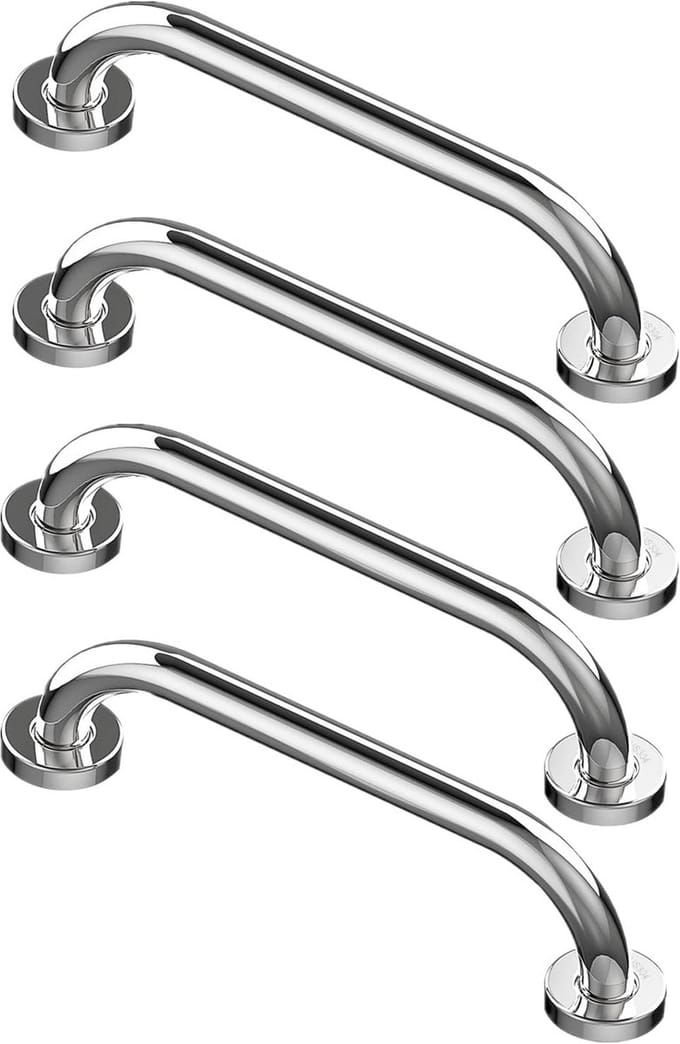 Set van 4 badkamer en douche veiligheidsbeugels 30 cm verchroomd RVS
