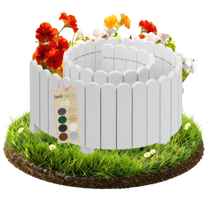 be4nature Flexibele Rolboarder hout 200 x 30 cm Alpine wit Geïmpregneerde Borderrand tuin van dennenhout Tuinafscheiding Gazonafscheiding Borderrand