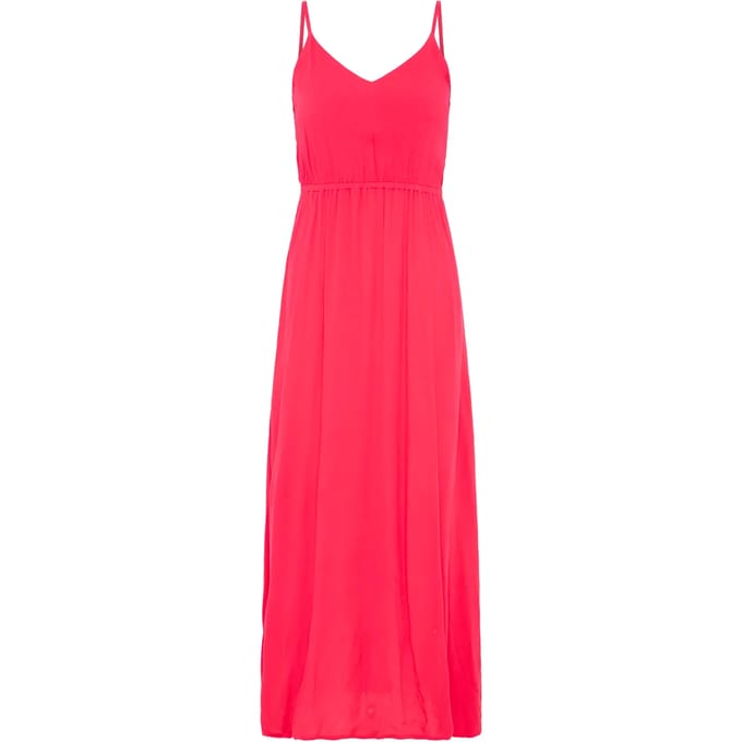 Midi-jurk van viscose met diepe ruguitsnijding