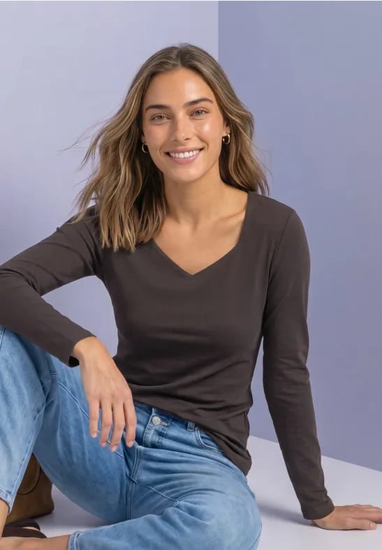 Longsleeve met vierkante hals