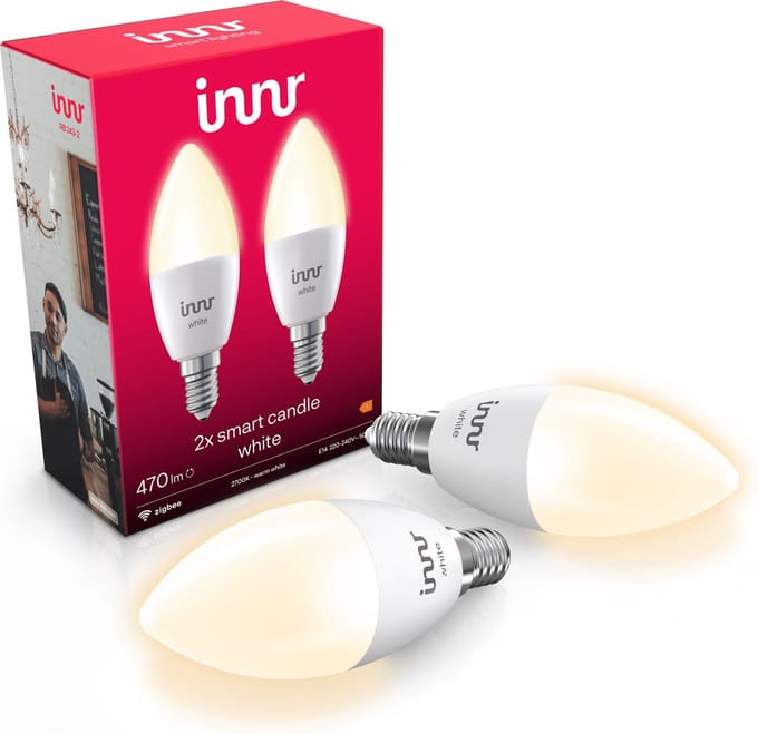 Innr smart E14 LED lamp - geschikt voor Philips Hue - Zigbee bulb - warmwit licht - slimme kaarslamp - dimbaar - 470 lumen - 2 pack