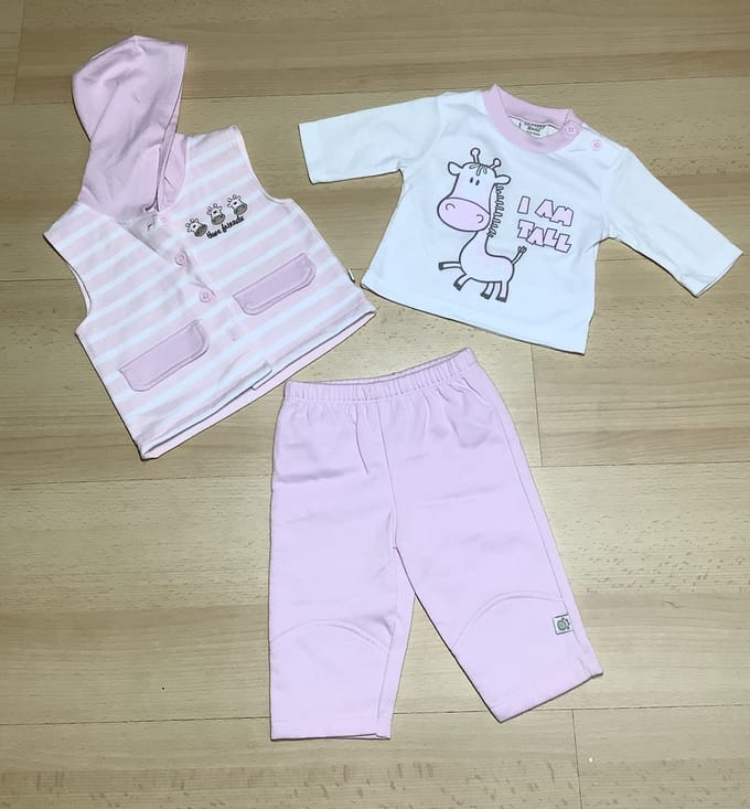 Scruffy Bear 3-delige babyset - Roze - Maat 56/62