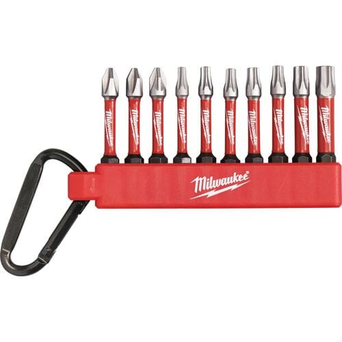 Milwaukee carabiner 10-delig SHOCKWAVE bits 50mm - 4932480941 bitset