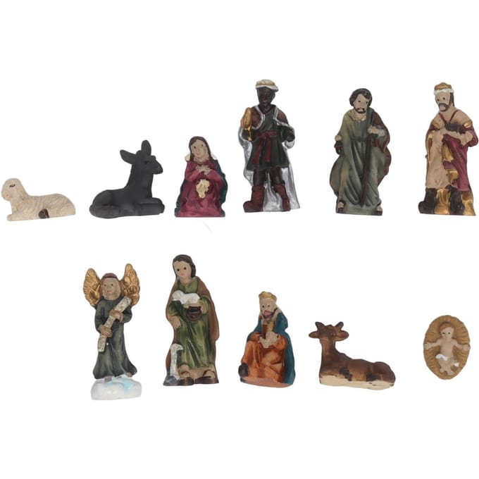 11 Stuks Kerst Hars Kerststalsets Levendig Realistisch Kerst Ornament Cadeaus voor Vakantie Bureau black
