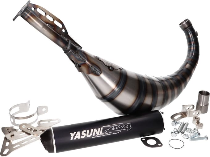 Uitlaat Yasuni R4 Max Bigbore zwart Minarelli AM6 50cc 2 Takt