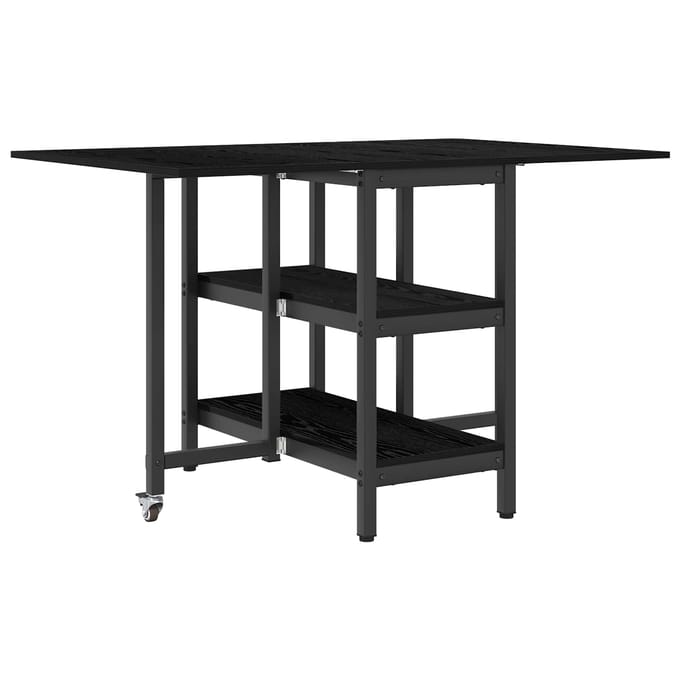 vidaXL - Eettafel - 122 - x - 80 - x - 76,5 - cm - Bewerkt - hout - Zwart - eiken