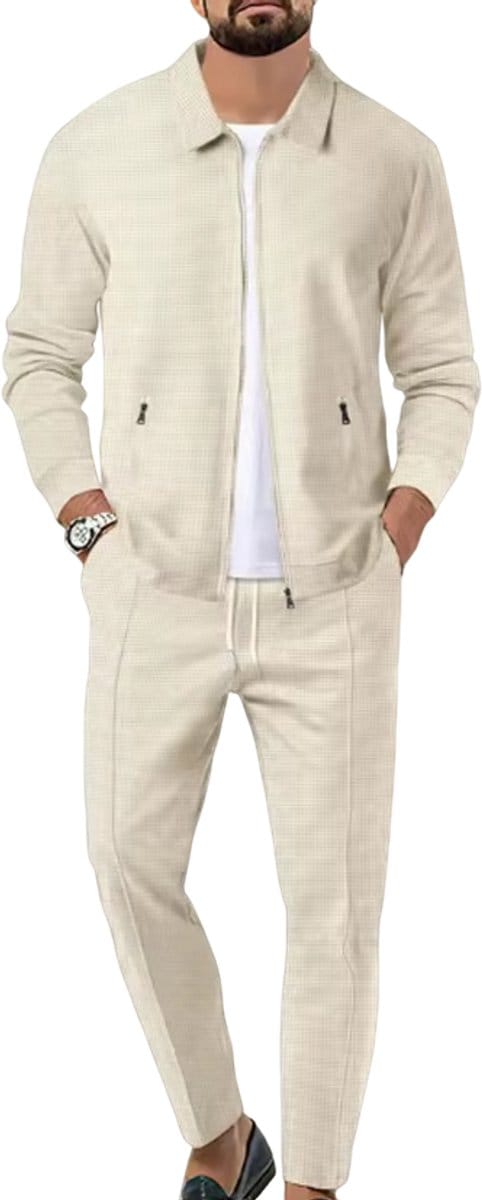 Designer Set Heren - Vest en Broek - Lounge pak - Wit