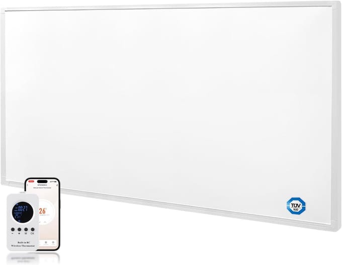 Elektrisch paneel - Wandverwarming - Ruimte verwarmen - Programmeerbare thermostaat - 600 Watt - Wit
