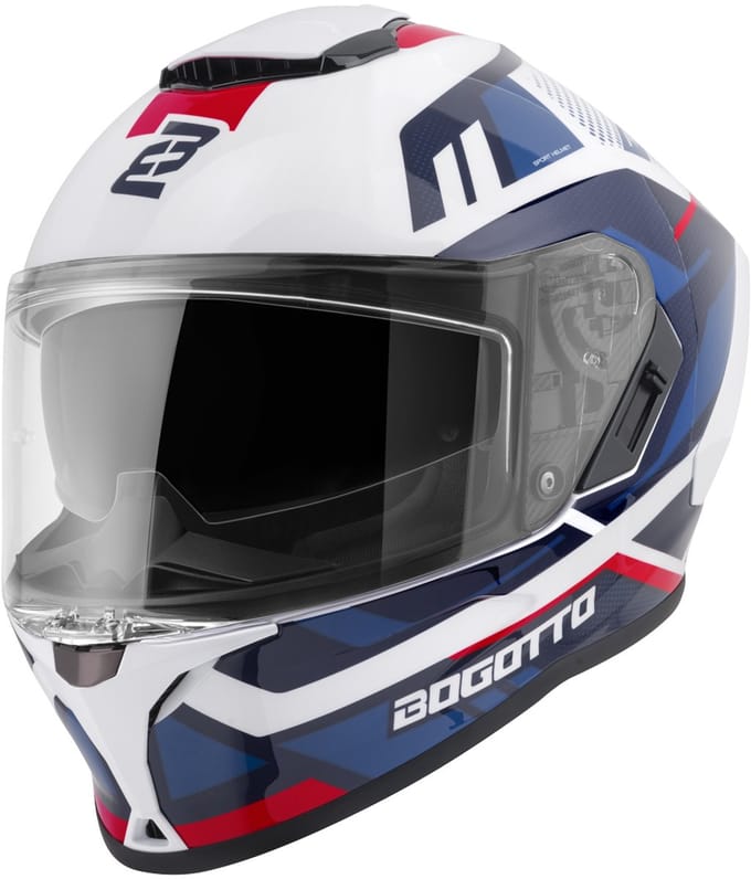 Bogotto Phantom Codex Wit Rood Blauw Fiberglas Integraalhelm - Helm