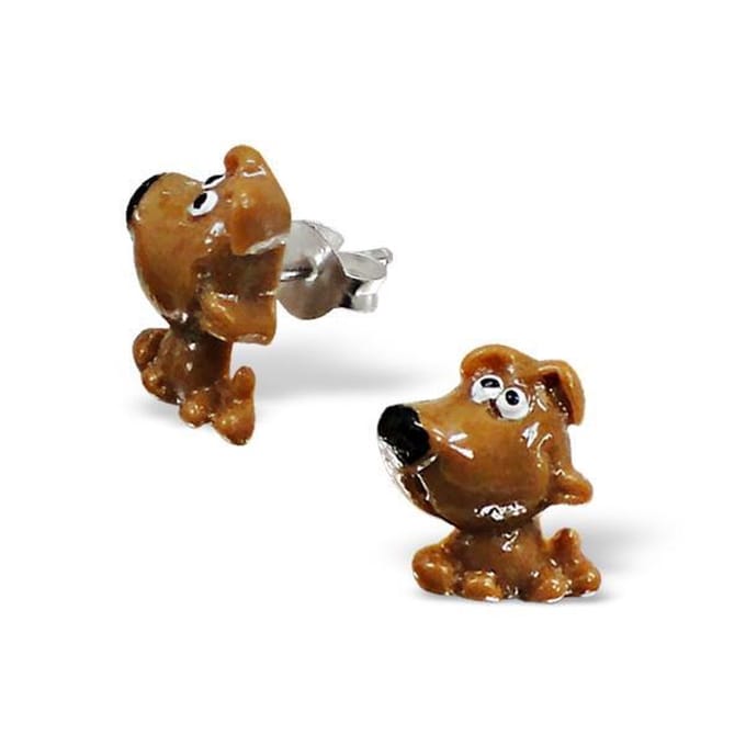 Princess Oorbellen Woef - 925 Zilver E-Coating - Hond - 12x10mm