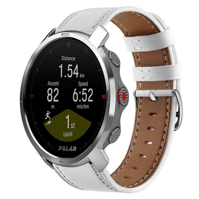 Strap-it Leren smartwatch bandje - geschikt voor Polar Grit X / Grit X Pro / Vantage M / M2 / M3 / V3 - wit