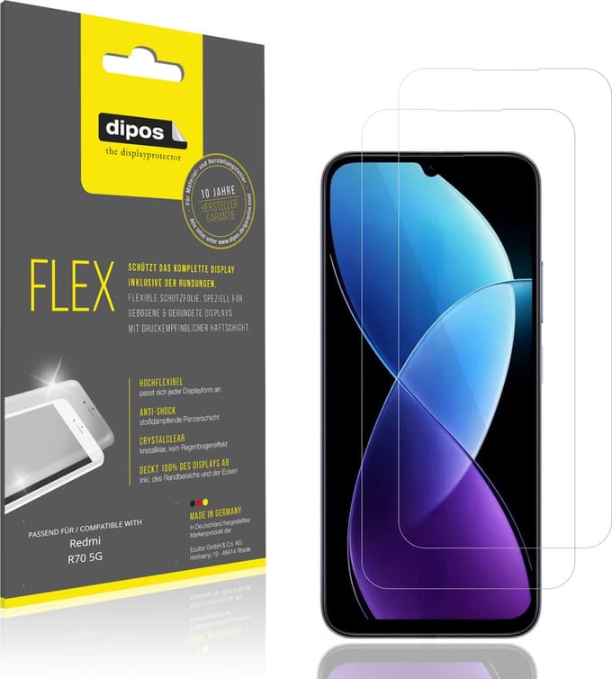 dipos – 2x Beschermfolie geschikt voor Redmi R70 5G | 3D Full Cover Screenprotector | 100% Passend