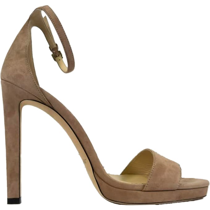 Jimmy Choo Misty 120 Enkelband Sandalen Hakken in Bruin Suède