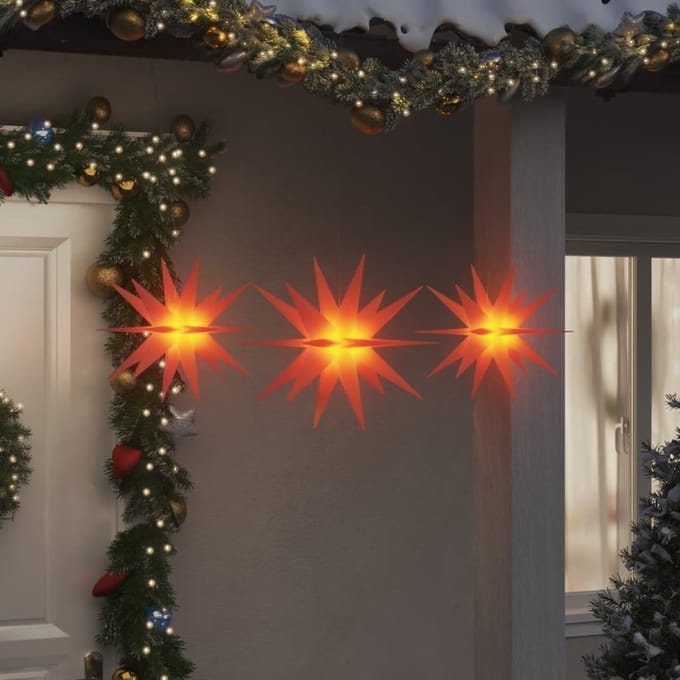 vidaXL - Kerstlampen - met - LED's - 3 - st - inklapbaar - rood
