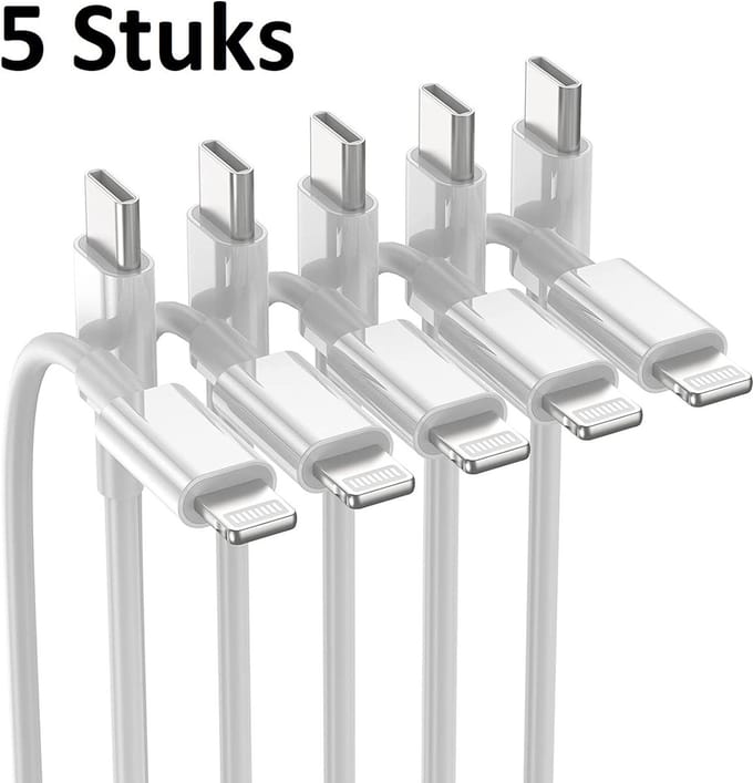 USB C Oplaadkabel -1m Geschikt voor iPhone 12/13/14 - 5 Pack