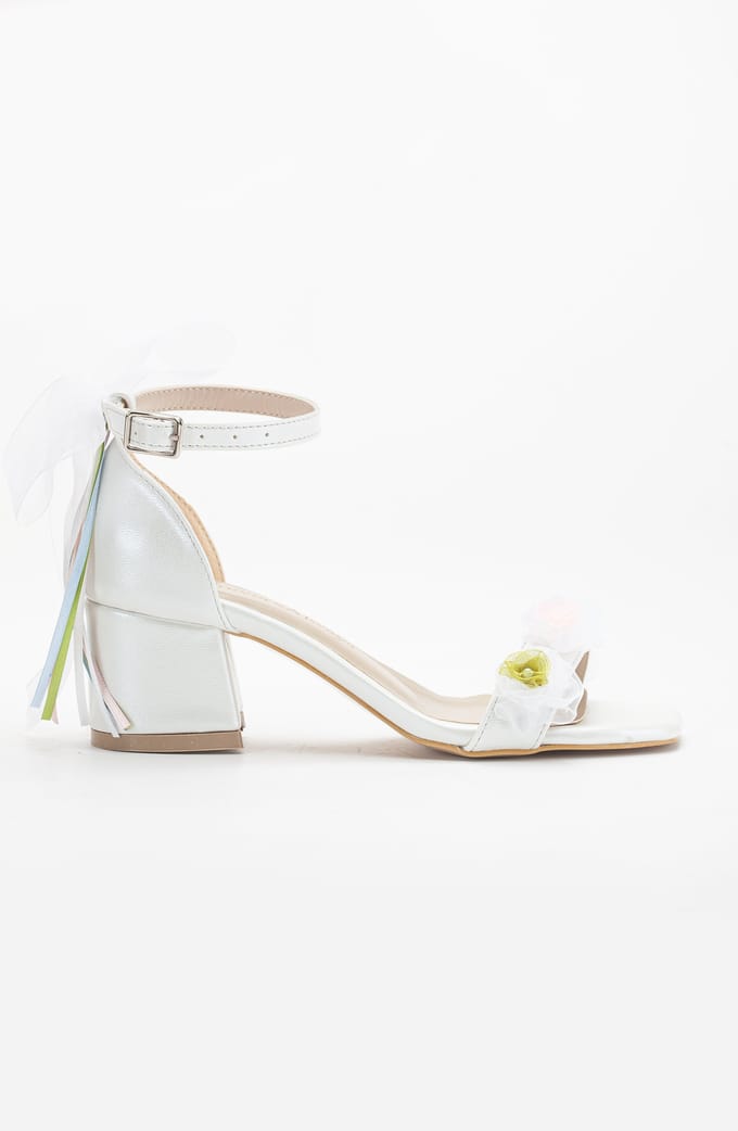 Grazia Lace Block Hak Bridal Sandalen