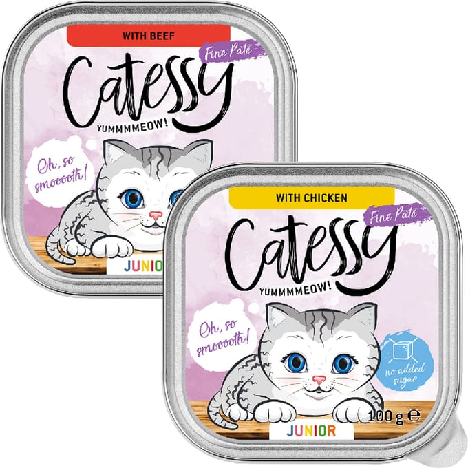 16x 100g Catessy Junior-Paté Mix (2 soorten) nat kattenvoer