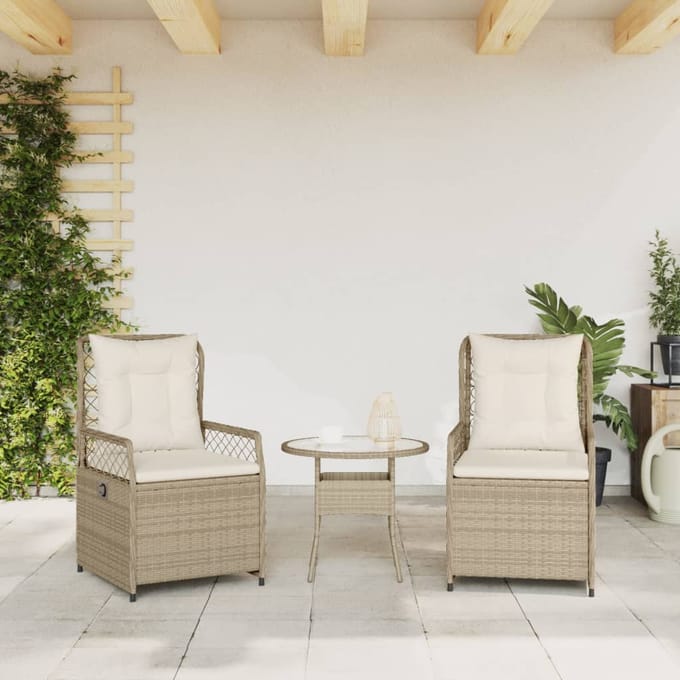 vidaXL - Tuinstoelen - 2 - st - verstelbaar - poly - rattan - beige