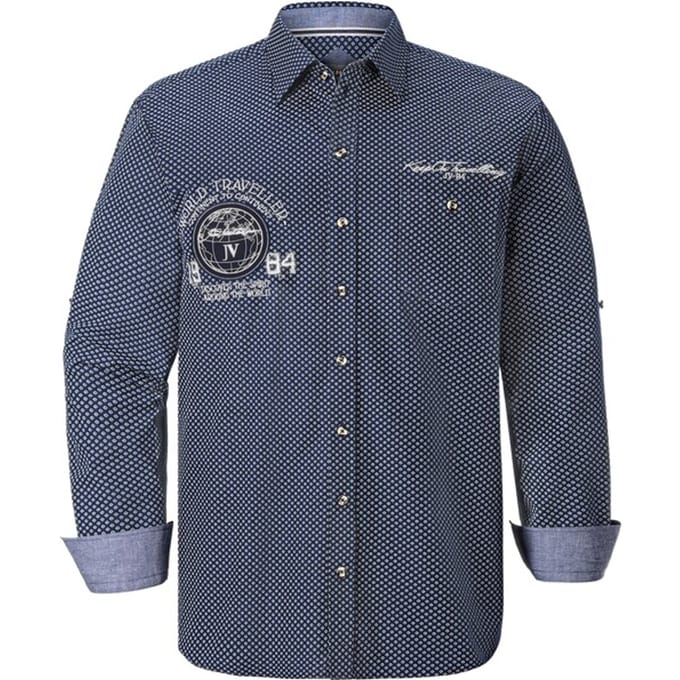Jan Vanderstorm herren Overhemd - 51/52 - donkerblauw - Plus Size