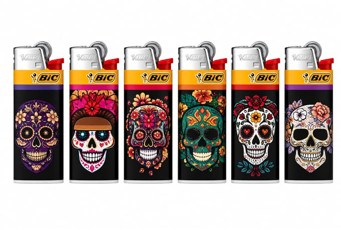 BIC® Mini J25 Aanstekers – Dia de los Muertos – 8 stuks