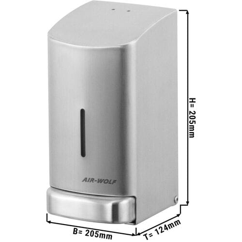AIR-WOLF Zeep & desinfectie dispenser met drukknop - 800ml - RVS Zilver