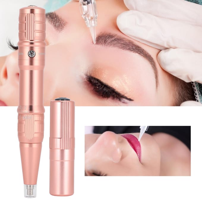 Elektrische Microblading Tattoo Machine Wenkbrauw Lip Tattoo Pen Machine Rose Goud EU Plug beige