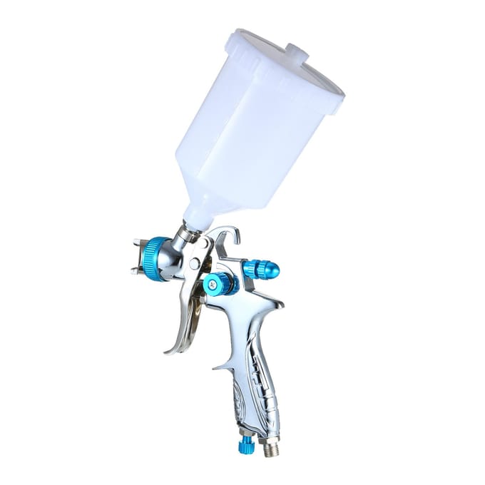 Spuitpistool Gravity Feed Verfspuit met 600 ml beker 1,4 mm 1,7 mm 2,0 mm mondstuk voor zilver