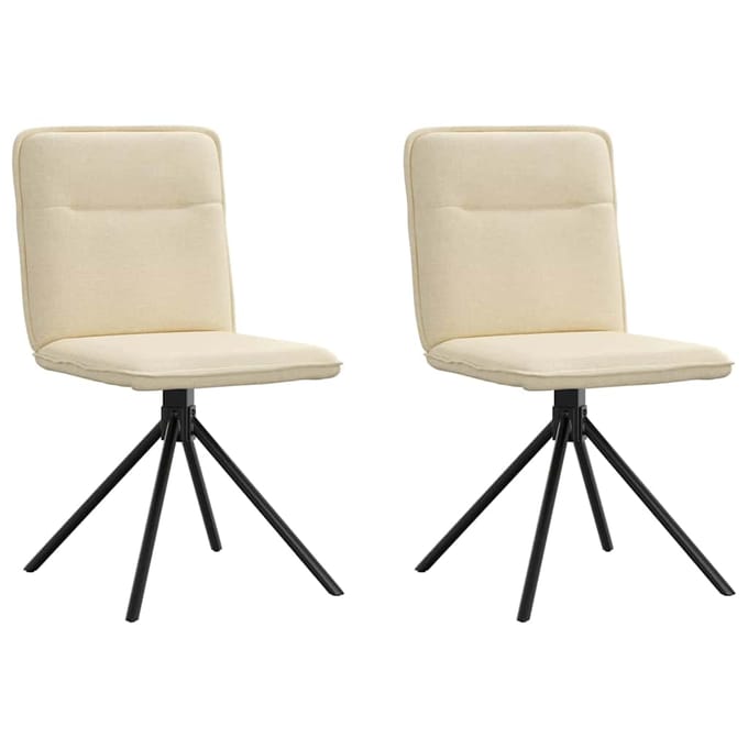 vidaXL Eetkamerstoelen 2 st stof crèmekleurig