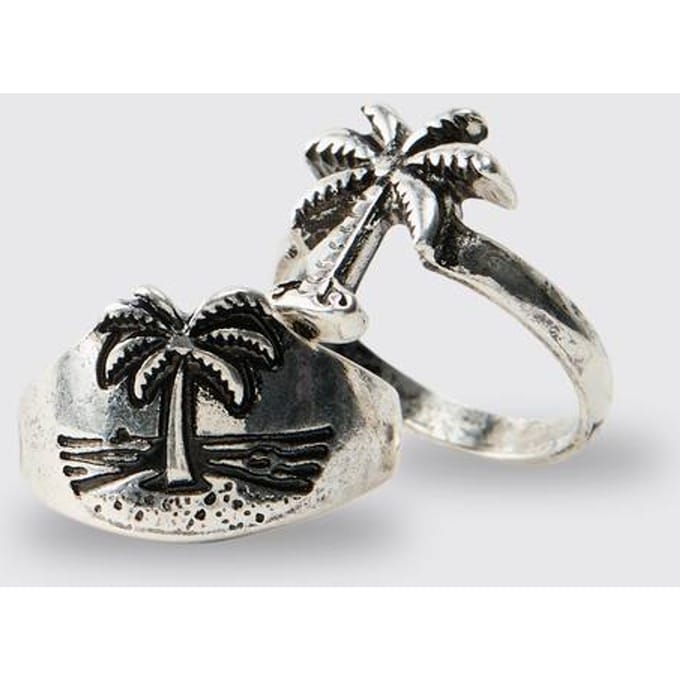 Twee Stuks Palmboom Ringen | Silver | Size Medium/Large