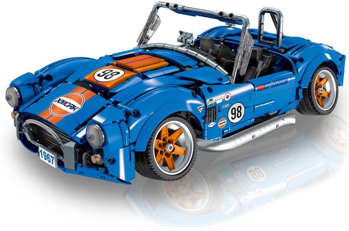 Beberlu Technik 022025-1 auto sportwagen, 1816 stuks Retro Shelby Cobra 427, modulaire MOC