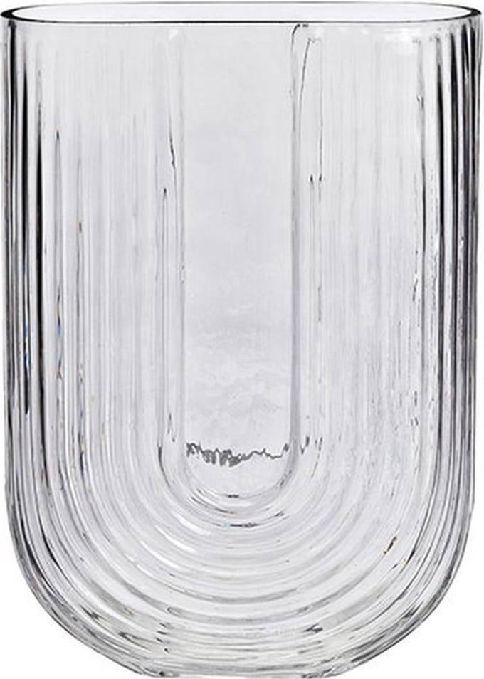 Vaas - U-vorm - Minimalistisch - Grijs - Glas