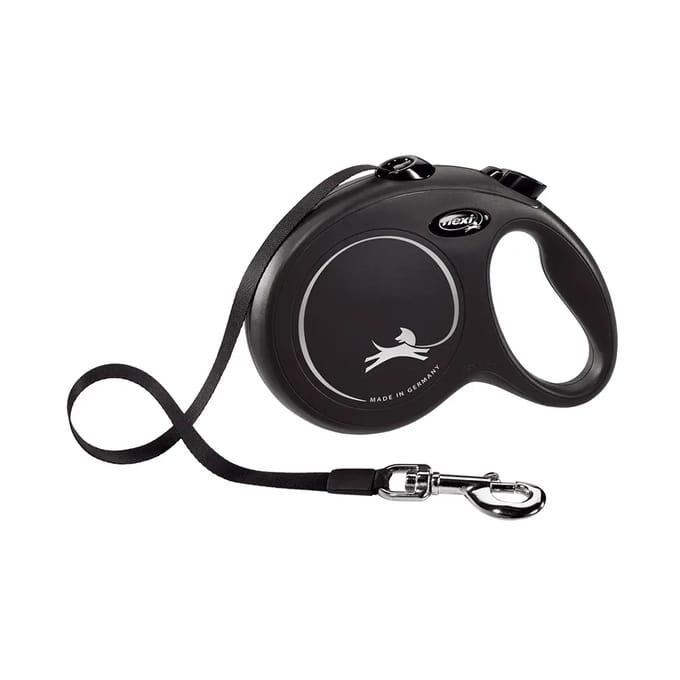 Flexi Classic Rollijn Tape - Hondenriem - L - 5 m - Zwart - Grote en Actieve Honden