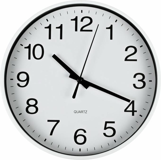 Benson Wandklok/muur klok - wit - kunststof - Dia 20 cm - 1x AA-batterij - modern