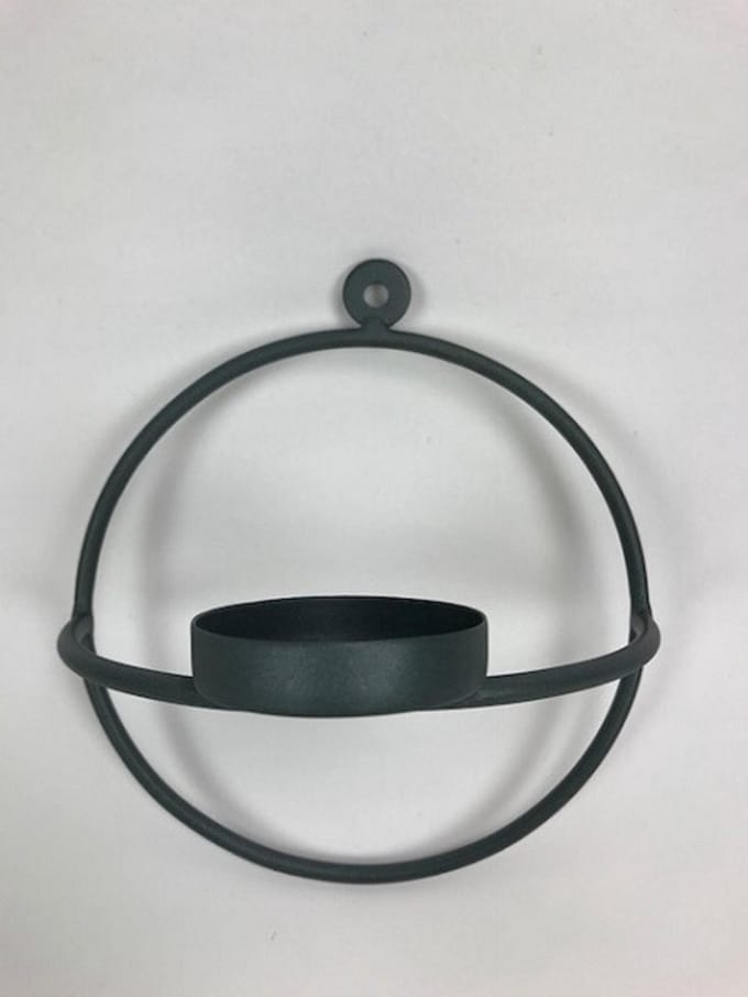 Round Wall T.Light Holder 15x17x9 cm Blue Grey