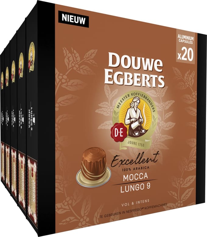 Douwe Egberts Excellent Mocca Lungo Koffiecups - Intensiteit 10/12 - 10 x 20 capsules