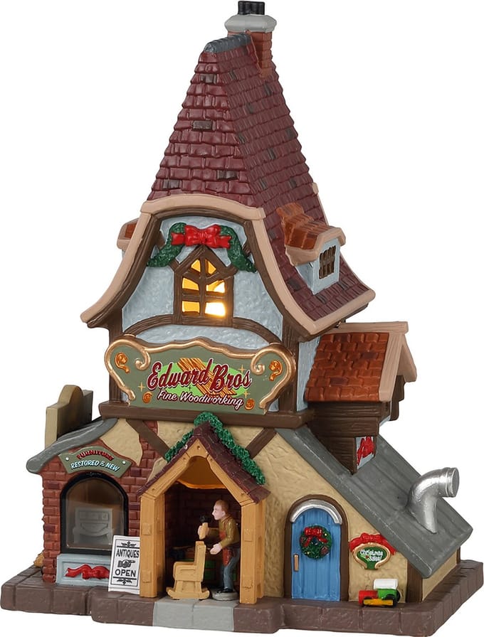 Lemax - Edward Bros. Fine Woodworking, B/o Led - Kersthuisjes & Kerstdorpen