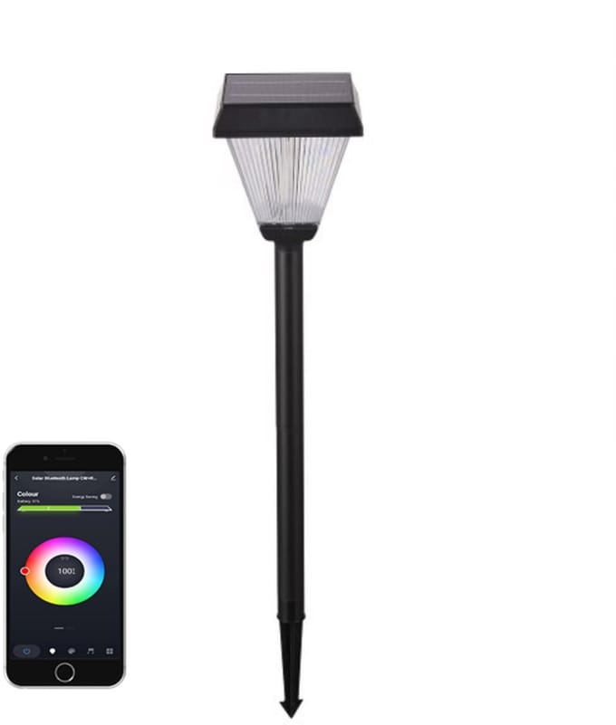 Smart Solar Lamp - LED lantaarn telefoonbestuurbaar- met app - Zonne-energie - Padverlichting - Lichtsensor - Bluetooth