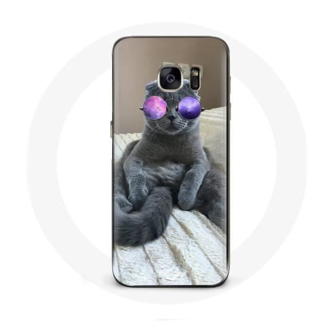 Case voor Samsung Galaxy S7 Edge Cat met paarse bril