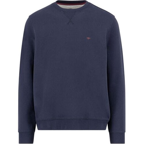 Fynch-Hatton Trui Uni Color Cotton Sweat O-Neck Navy / male