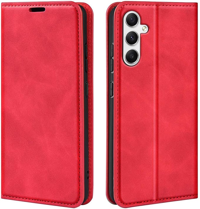 MobyDefend Hoesje - Geschikt voor Samsung Galaxy A35 - Luxe Wallet Bookcase (Magnetische Sluiting) - Rood