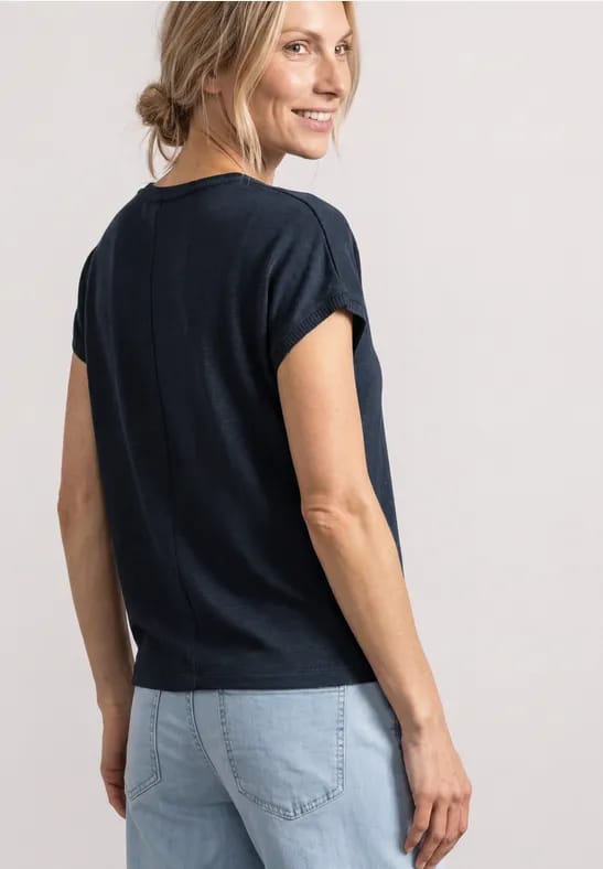 Shirt met ronde hals en losse schouders
