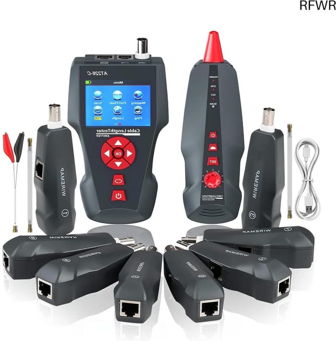 RFWR® Netwerkkabeltester met LCD-display - Multifunctionele Kabeltester voor RJ45, RJ11, BNC en PING/POE