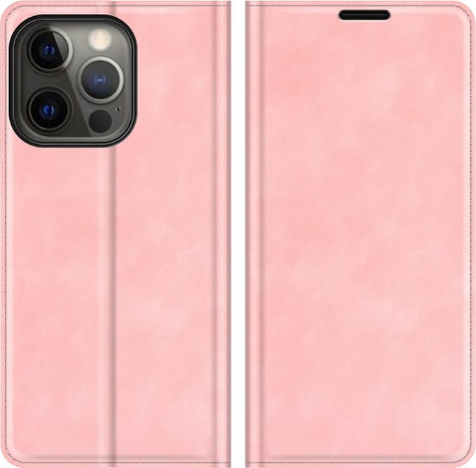 MobyDefend Hoesje - Geschikt voor iPhone 13 Pro - Luxe Wallet Bookcase (Magnetische Sluiting) - Roze