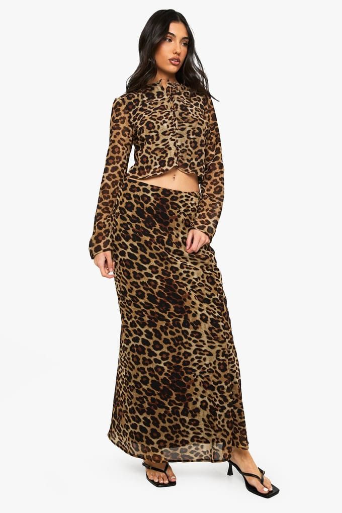 boohoo Dames Luipaardprint Geweven Maxi Rok | Leopard | Maat: 10