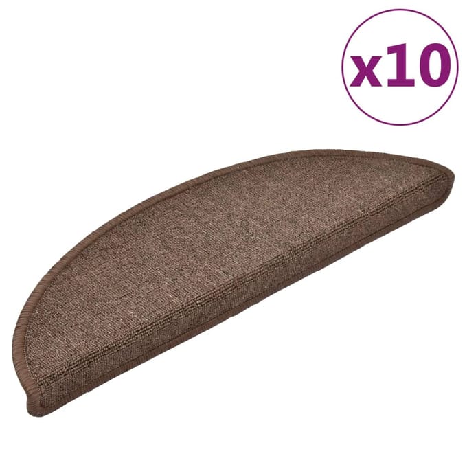 vidaXL - Trapmatten - 10 - st - 56x17x3 - cm - Koffiebruin - Halfrond