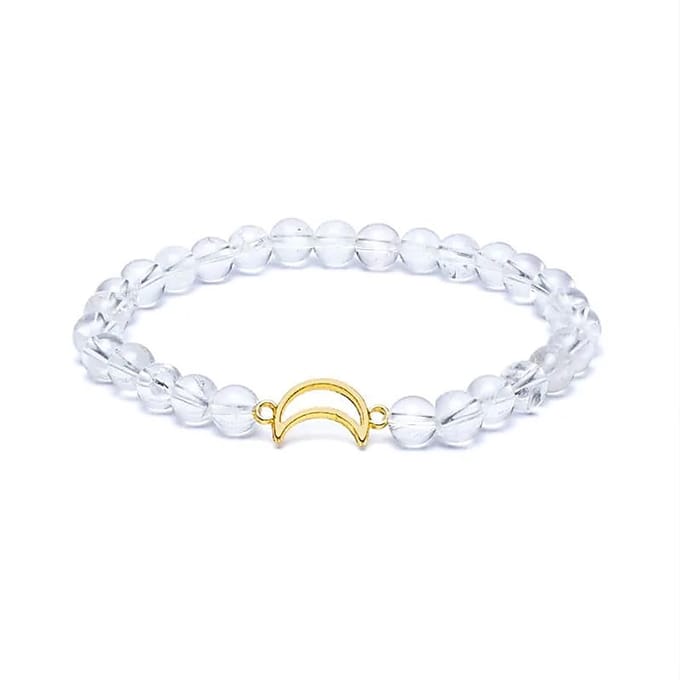 Armband berg kristal elastisch met maan bedel