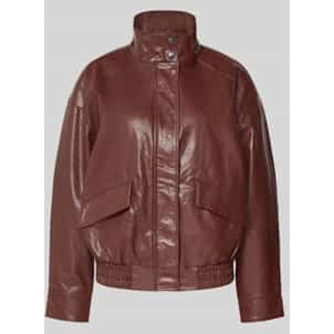Regular fit jack in leerlook van viscosemix, model 'JULIA'