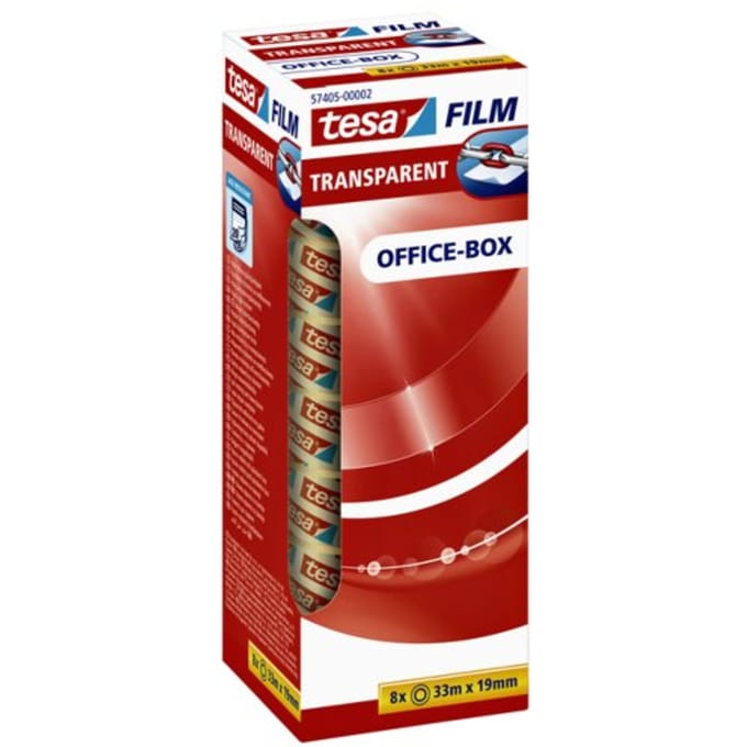 OFFICE-BOX 57405-00002-01 tesafilm Transparant (l x b) 33 m x 19 mm 8 stuk(s)