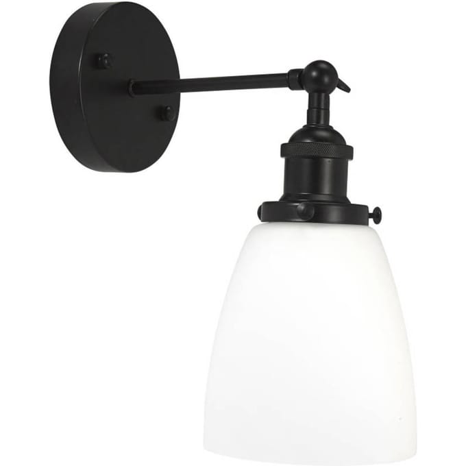 PR Home Kappa wandlamp, zwart/opaal, glas, metaal
